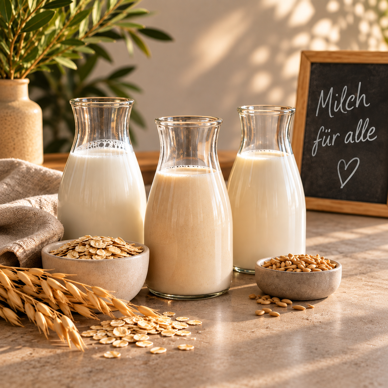 Verschiedene Milchsorten und Pflanzendrinks für ein modernes Milchsystem für Kaffeemaschinen